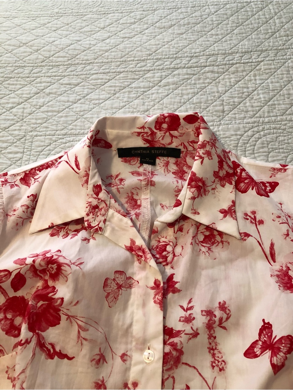 Cynthia Steffe toile floral shirt dress. Size medium petite. - Picture 3 of 11